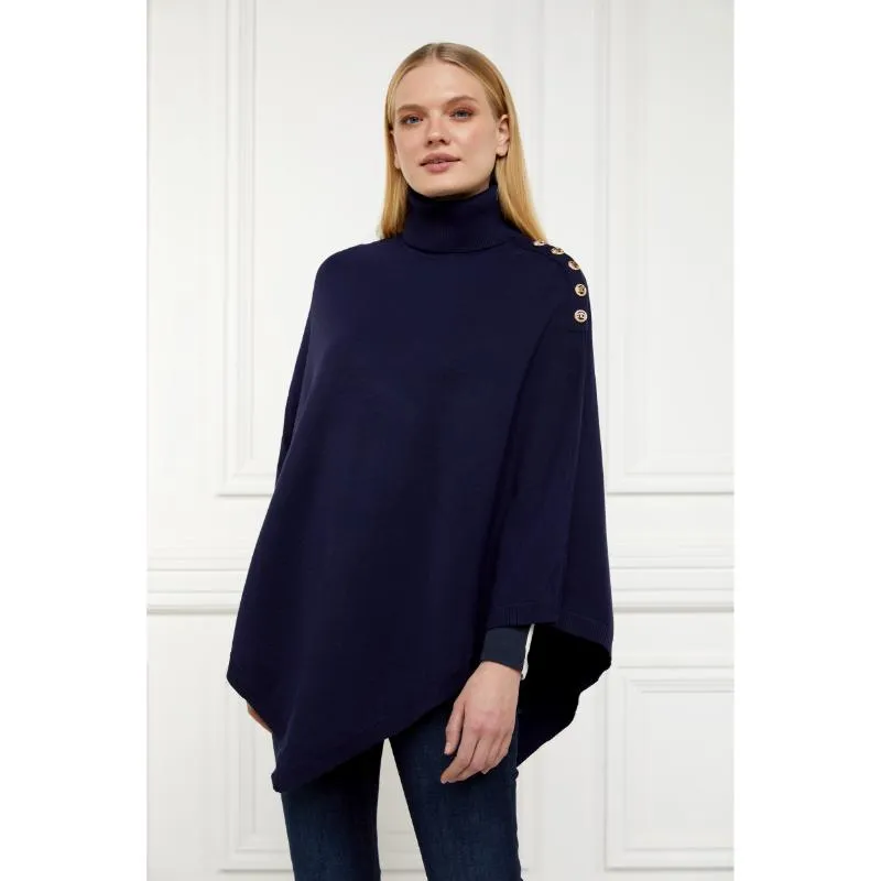 Holland Cooper Roll Neck Ladies Knit Cape - Ink Navy