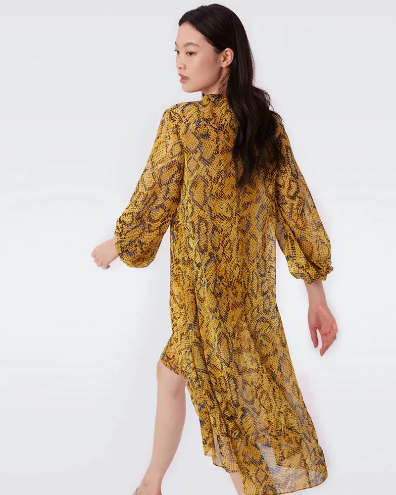 Ileana Chiffon Dress - Early Light Leopard Fish