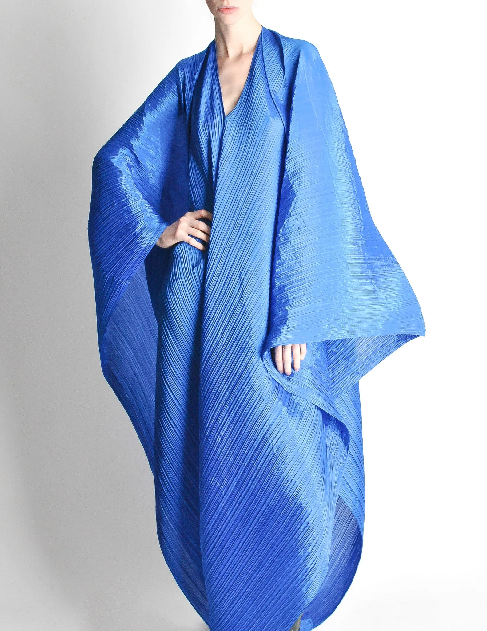 Issey Miyake Pleats Please Vintage Blue Pleated Multi-Functional Wrap Cape