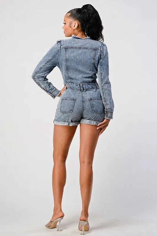 Keep It Cute- Denim Romper