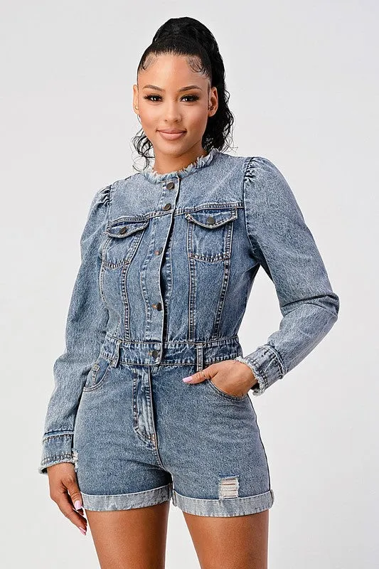 Keep It Cute- Denim Romper