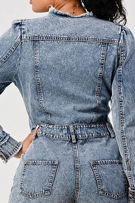 Keep It Cute- Denim Romper