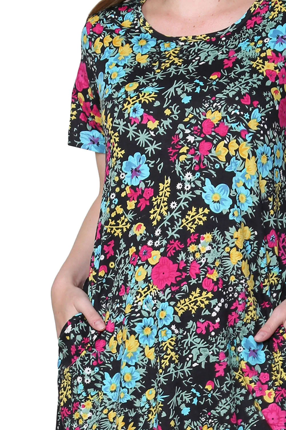 La Cera Floral Printed A-Line Knit Dress