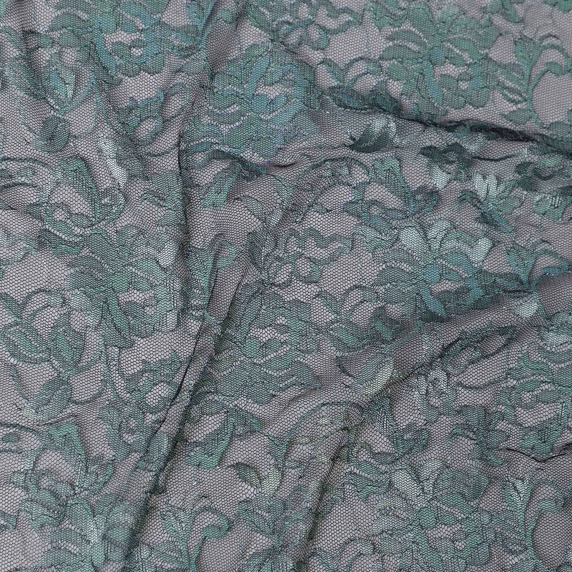 Laurel Green Floral Lace Fabric, 110 cm Width, Synthetic Material from Indonesia-D21127