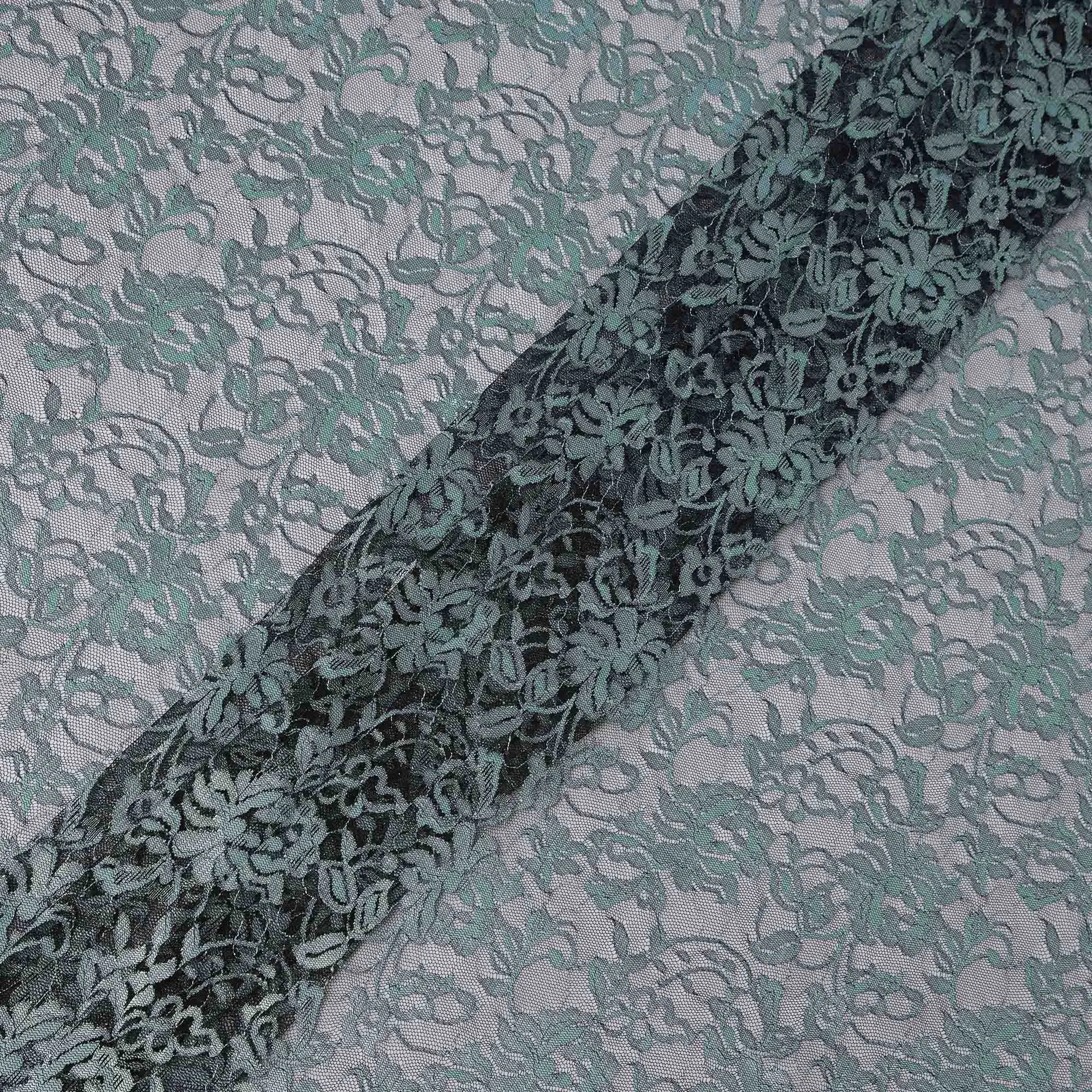 Laurel Green Floral Lace Fabric, 110 cm Width, Synthetic Material from Indonesia-D21127