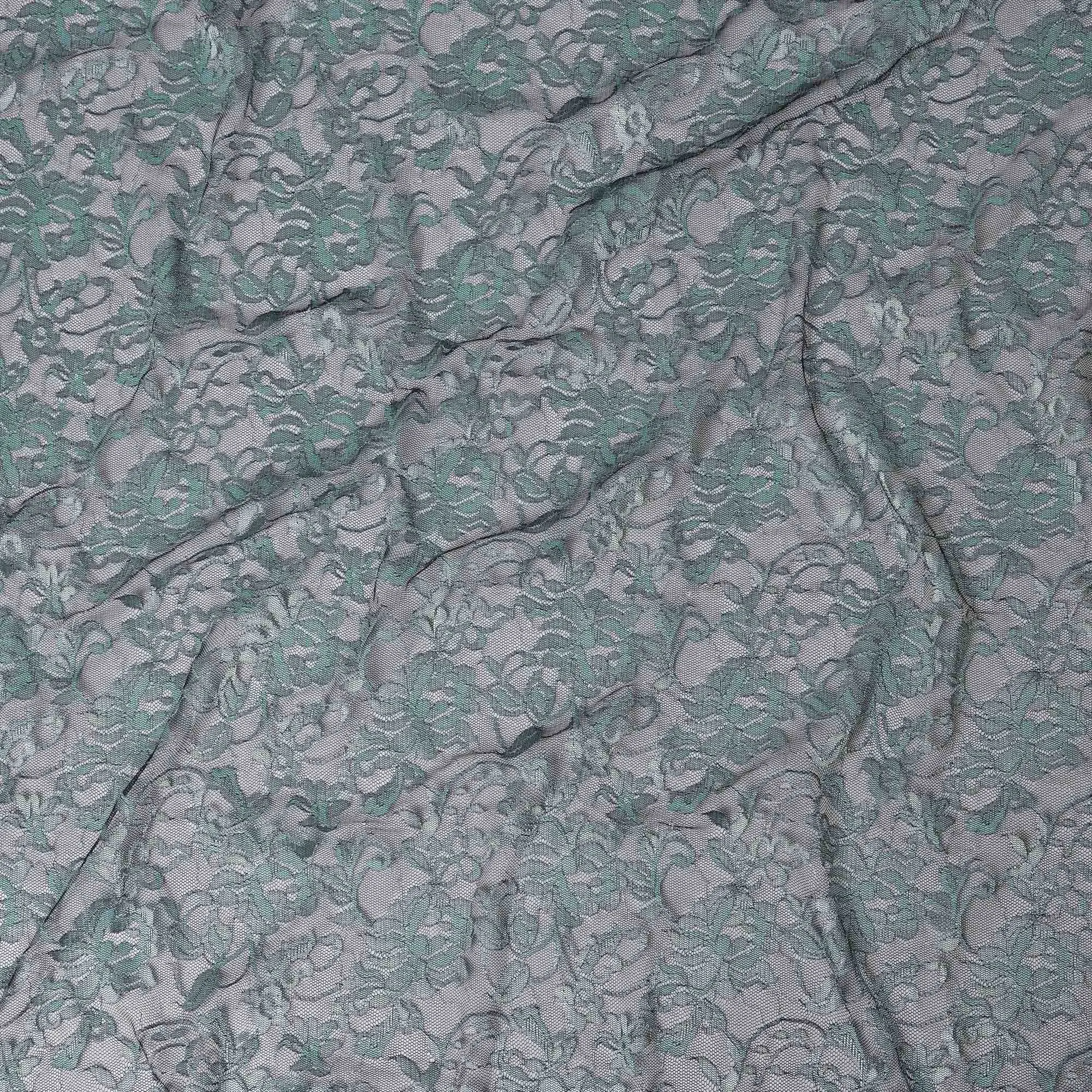 Laurel Green Floral Lace Fabric, 110 cm Width, Synthetic Material from Indonesia-D21127