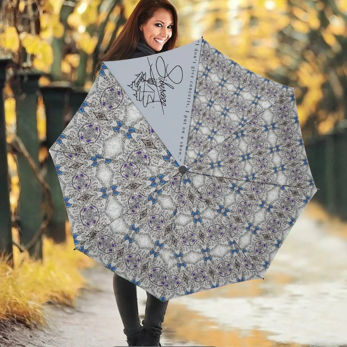 Liberace Cape Pattern Spiral Print Umbrella