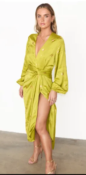 Lime Hearts Vienna Wrap Dress (Lime)