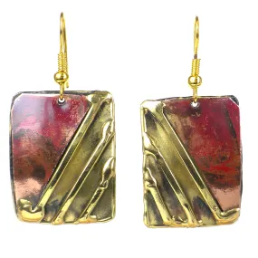 Lines Drawn Brass and Copper Earrings Brass Images