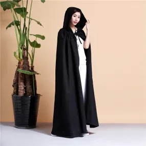 Long Hooded Linen Cloak