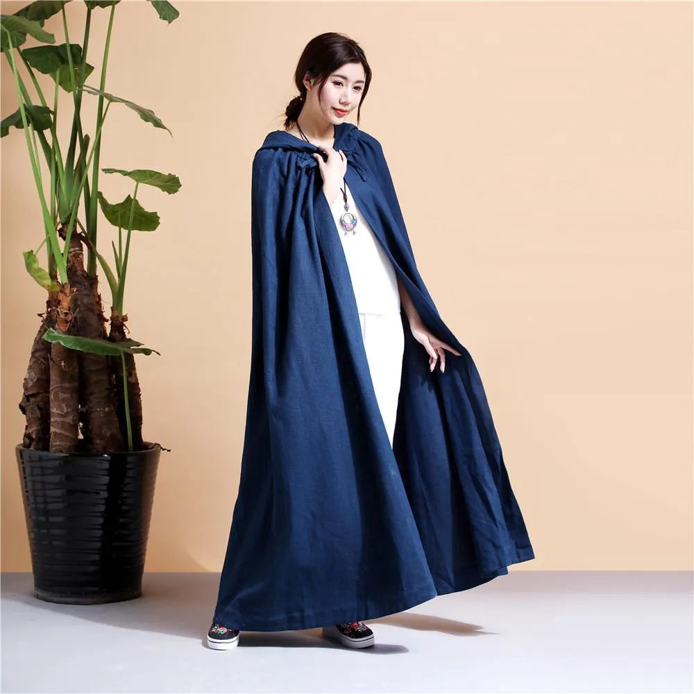 Long Hooded Linen Cloak