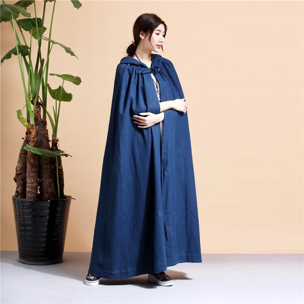 Long Hooded Linen Cloak