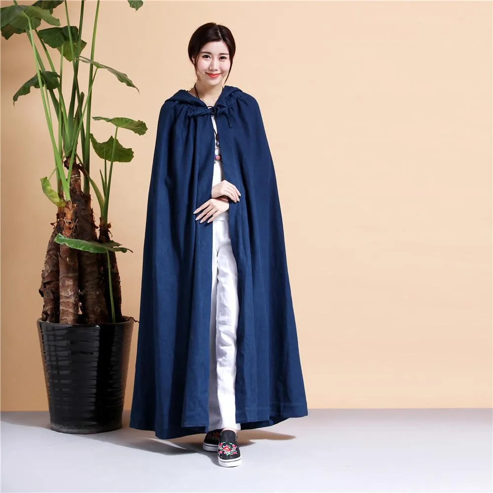 Long Hooded Linen Cloak