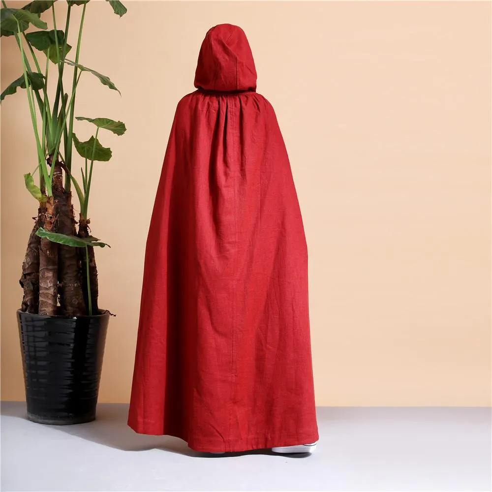 Long Hooded Linen Cloak