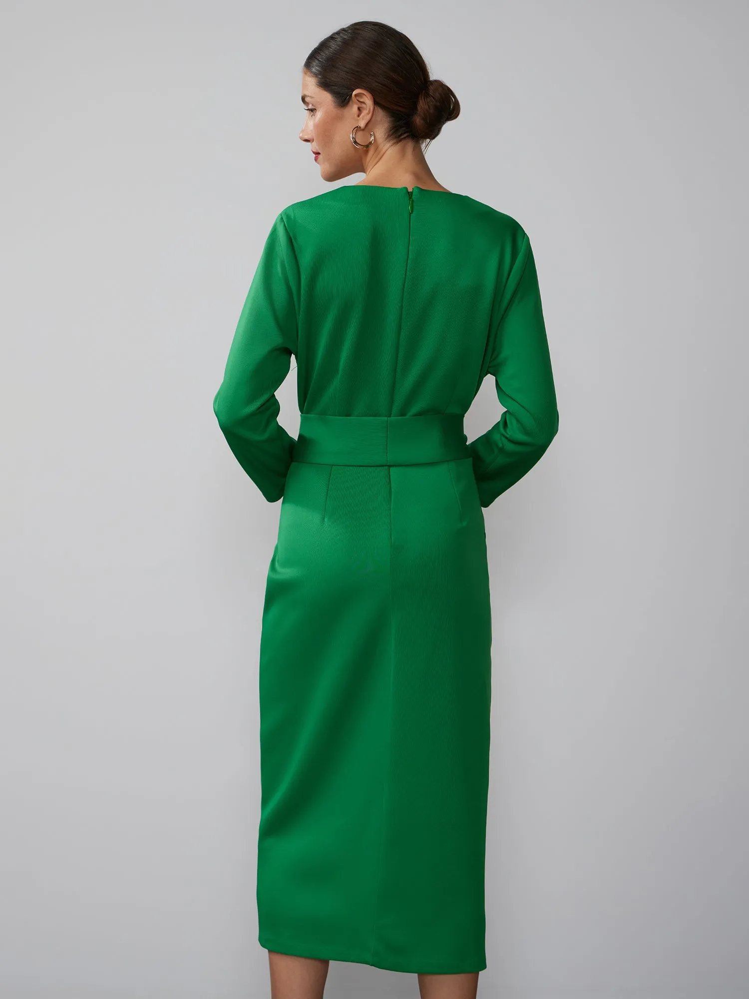 Long Sleeve Scuba Wrap Sheath Dress