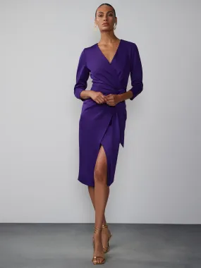 Long Sleeve Scuba Wrap Sheath Dress