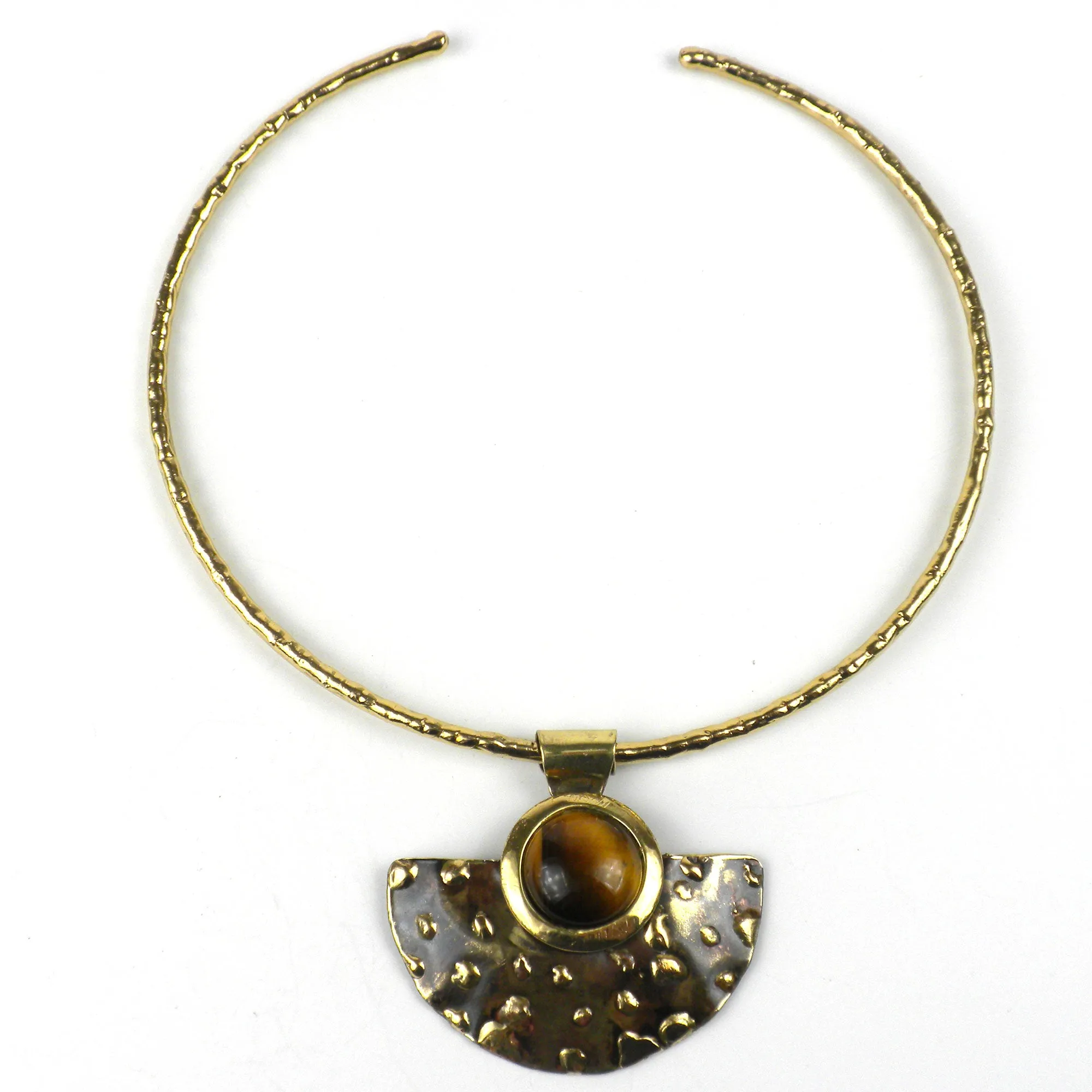 Make Your Mark Tiger Eye Pendant Necklace Brass Images