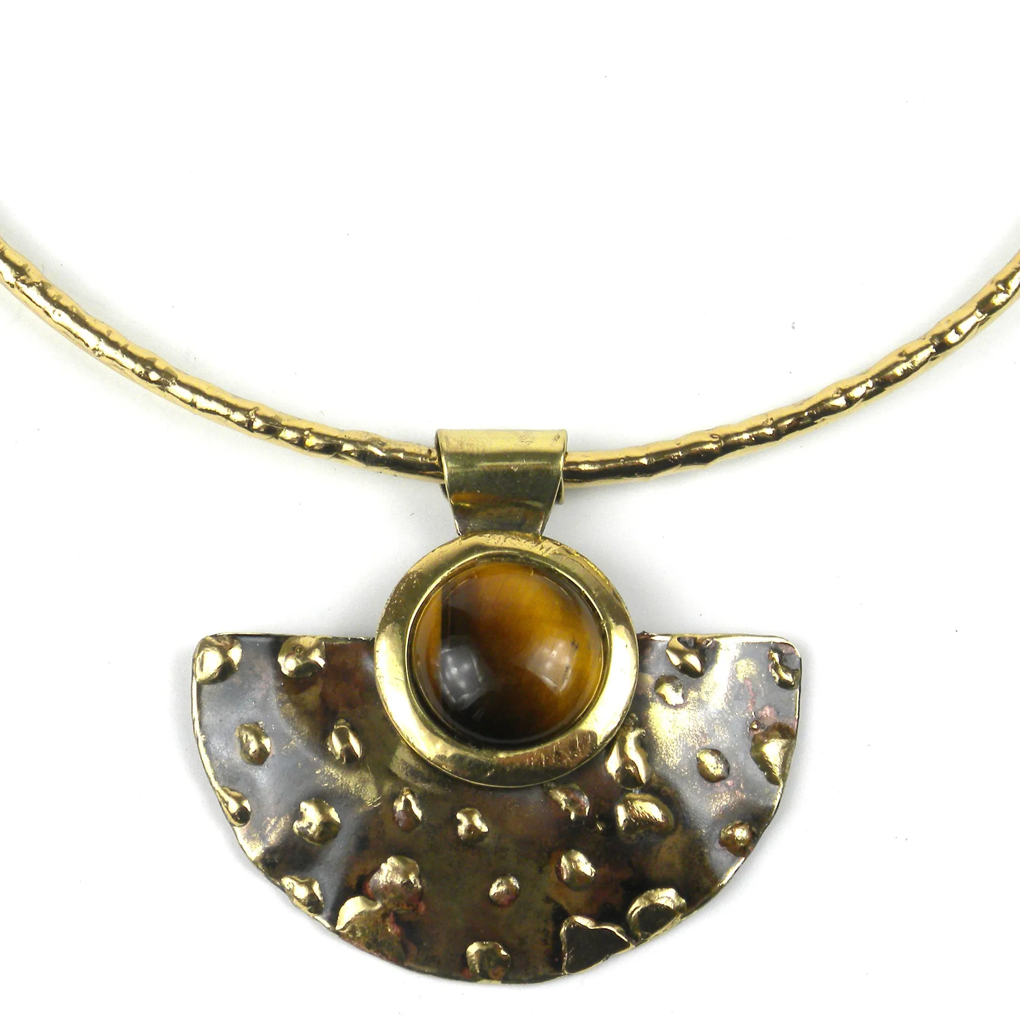 Make Your Mark Tiger Eye Pendant Necklace Brass Images