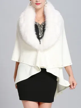 Malona Tail Neck Peplum Poncho Plus Size Cape Cardigan