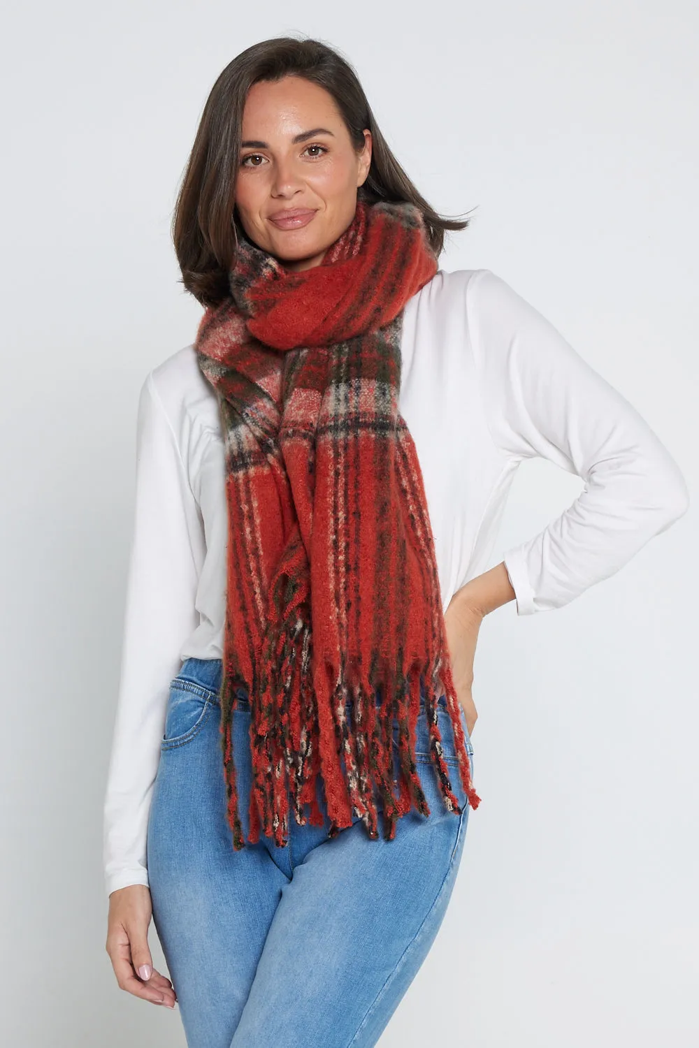 Marga Scarf - Rust/Black Check