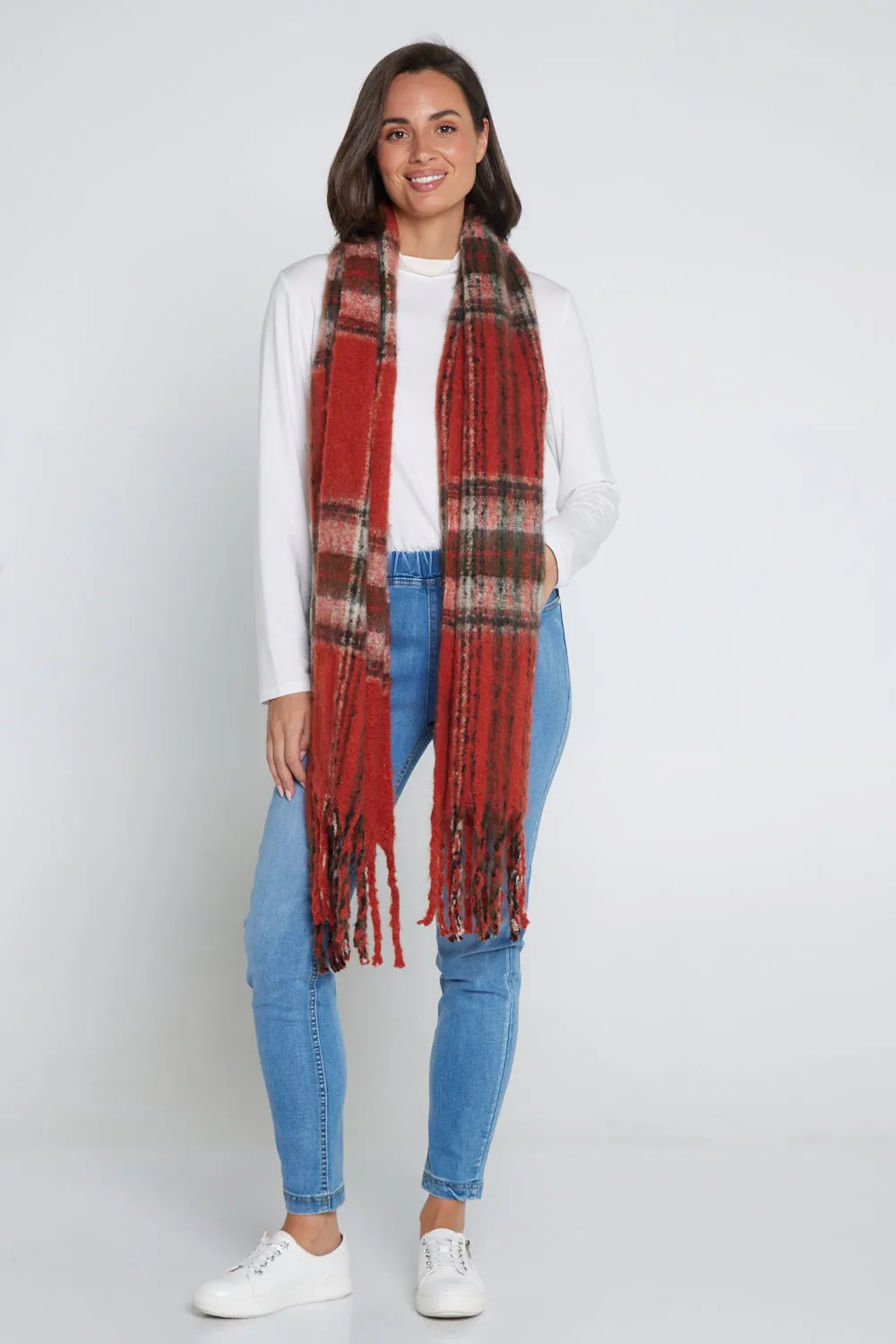 Marga Scarf - Rust/Black Check