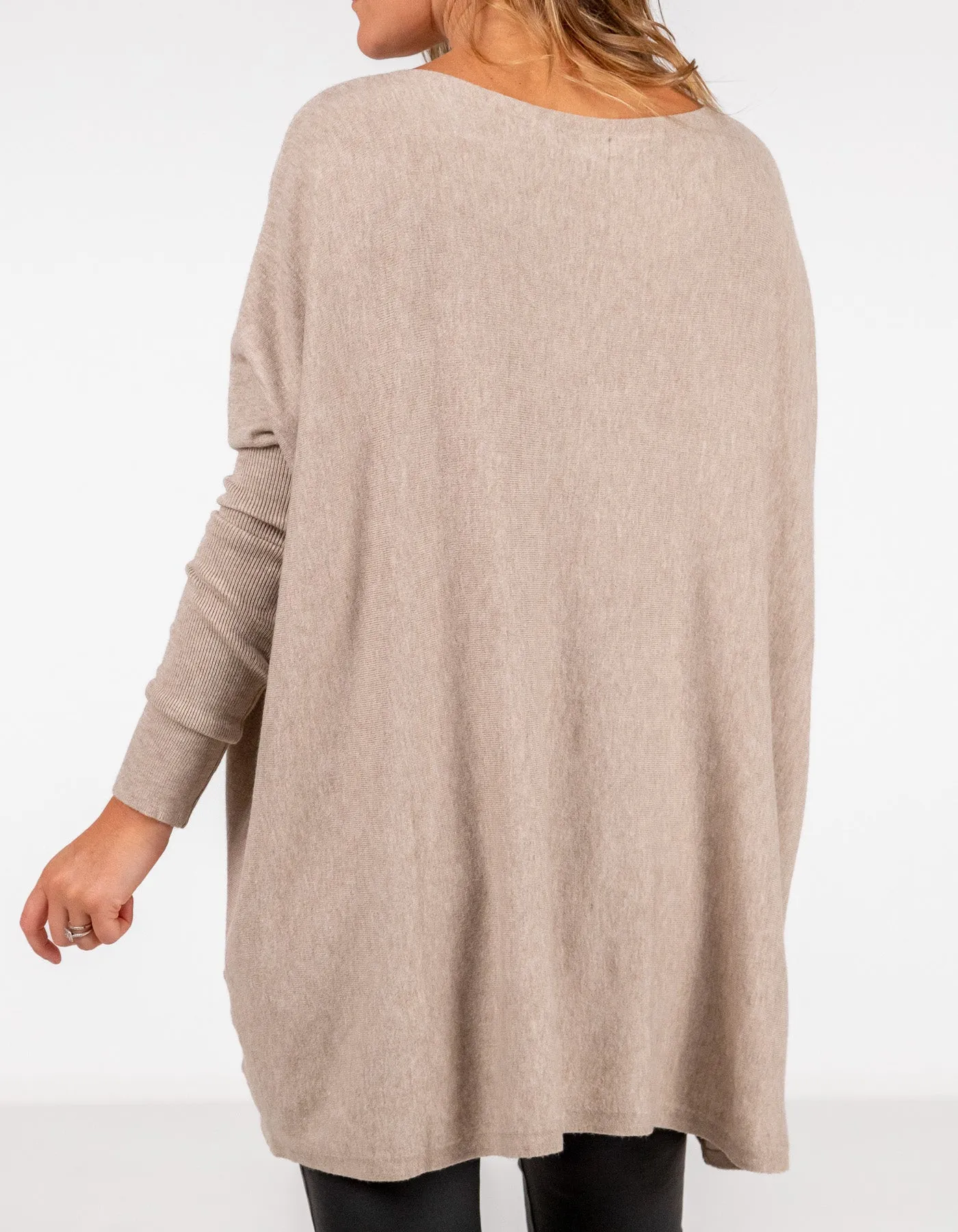 Marley Oversize Cotton Knit Jumper in Taupe