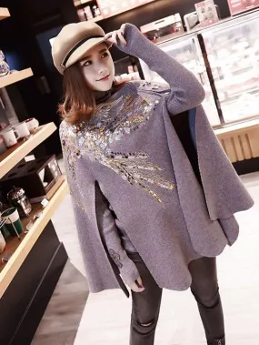 Marvelous Sequined Fashion Black Cape