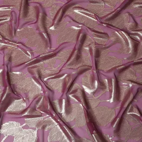 Mauve Majesty Silk Chiffon Fabric with Rose Gold Lurex, 110cm - Enchanting Textile for Fashion & Home-D18384