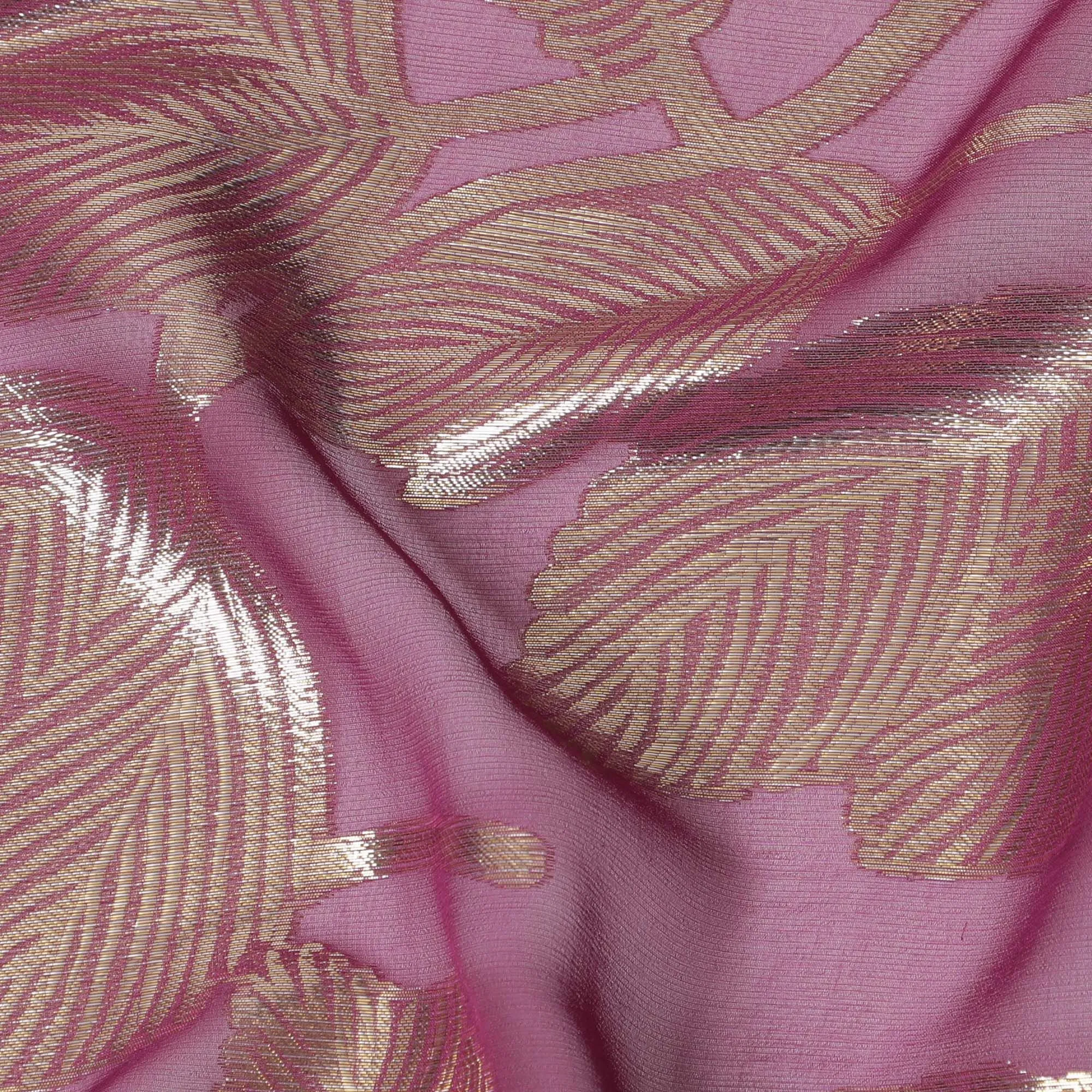 Mauve Majesty Silk Chiffon Fabric with Rose Gold Lurex, 110cm - Enchanting Textile for Fashion & Home-D18384