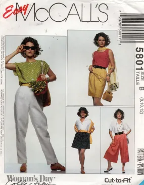 McCall's 5801 Womens Skirt Culottes & Pants 1990s Vintage Sewing Pattern Size 8 - 12 UNCUT Factory Folded