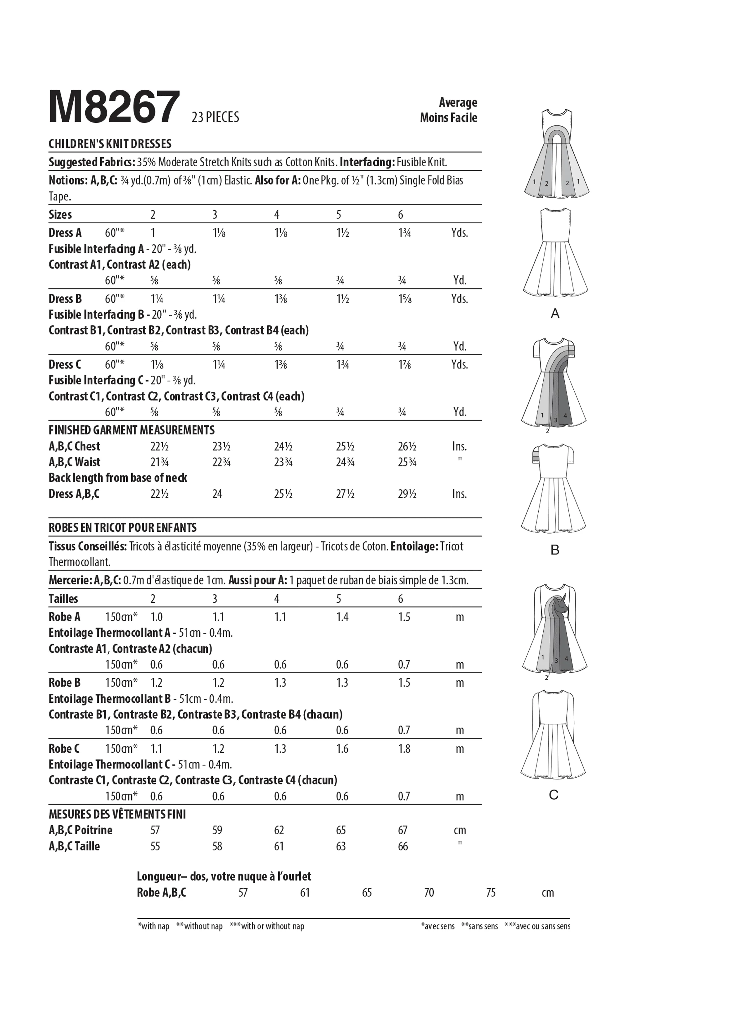 McCall's Sewing Pattern 8267 Children's Knit Dresses