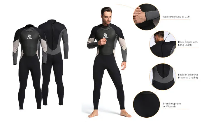 Men's 3mm Back Zip Full Body Wetsuit XL