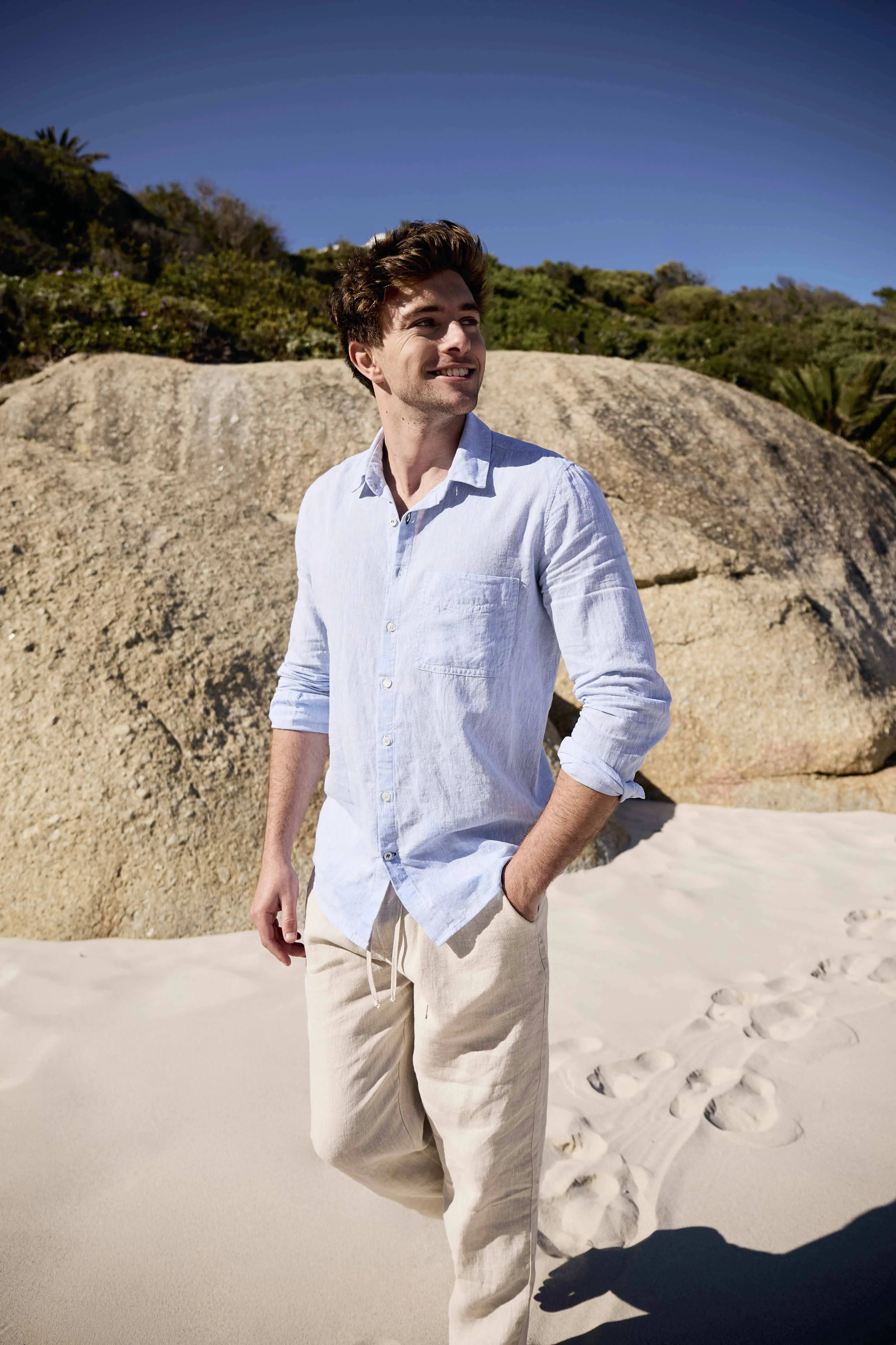 Mens Linen Shirt | Sky Blue