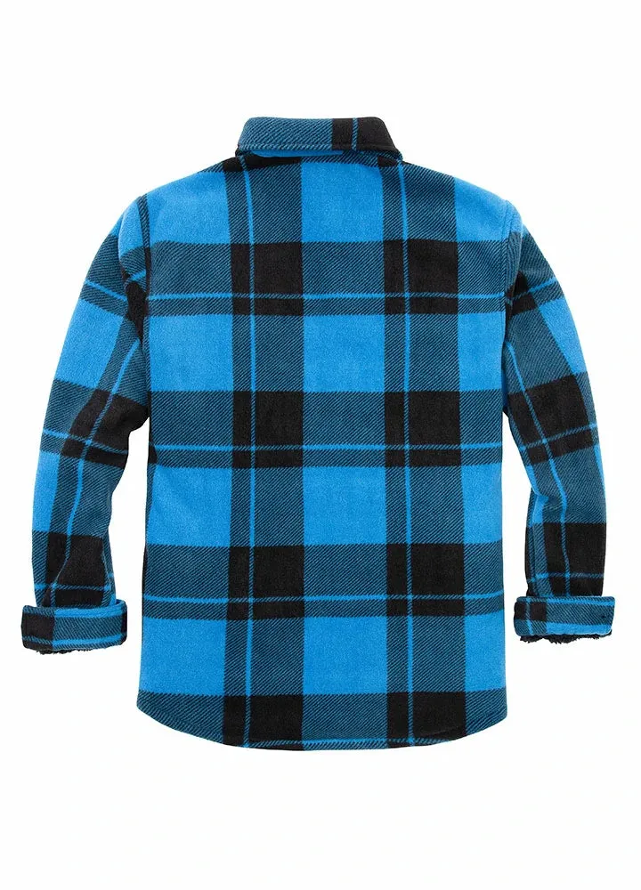 Men's Sherpa Fleece Lined Shacket,Button Down Plaid