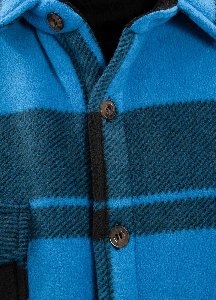 Men's Sherpa Fleece Lined Shacket,Button Down Plaid