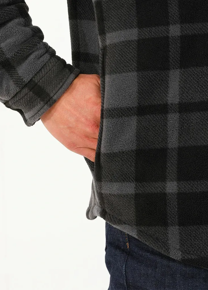 Men's Sherpa Fleece Lined Shacket,Button Down Plaid