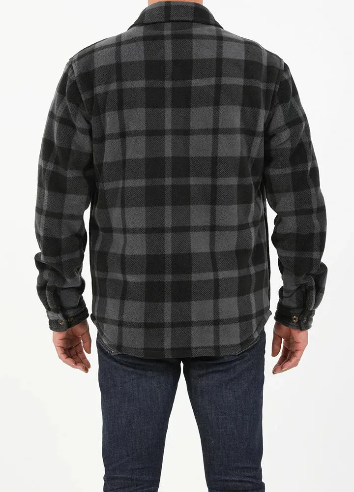 Men's Sherpa Fleece Lined Shacket,Button Down Plaid