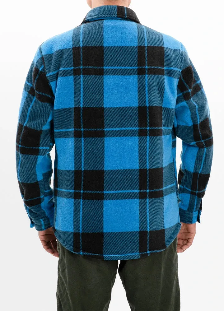 Men's Sherpa Fleece Lined Shacket,Button Down Plaid