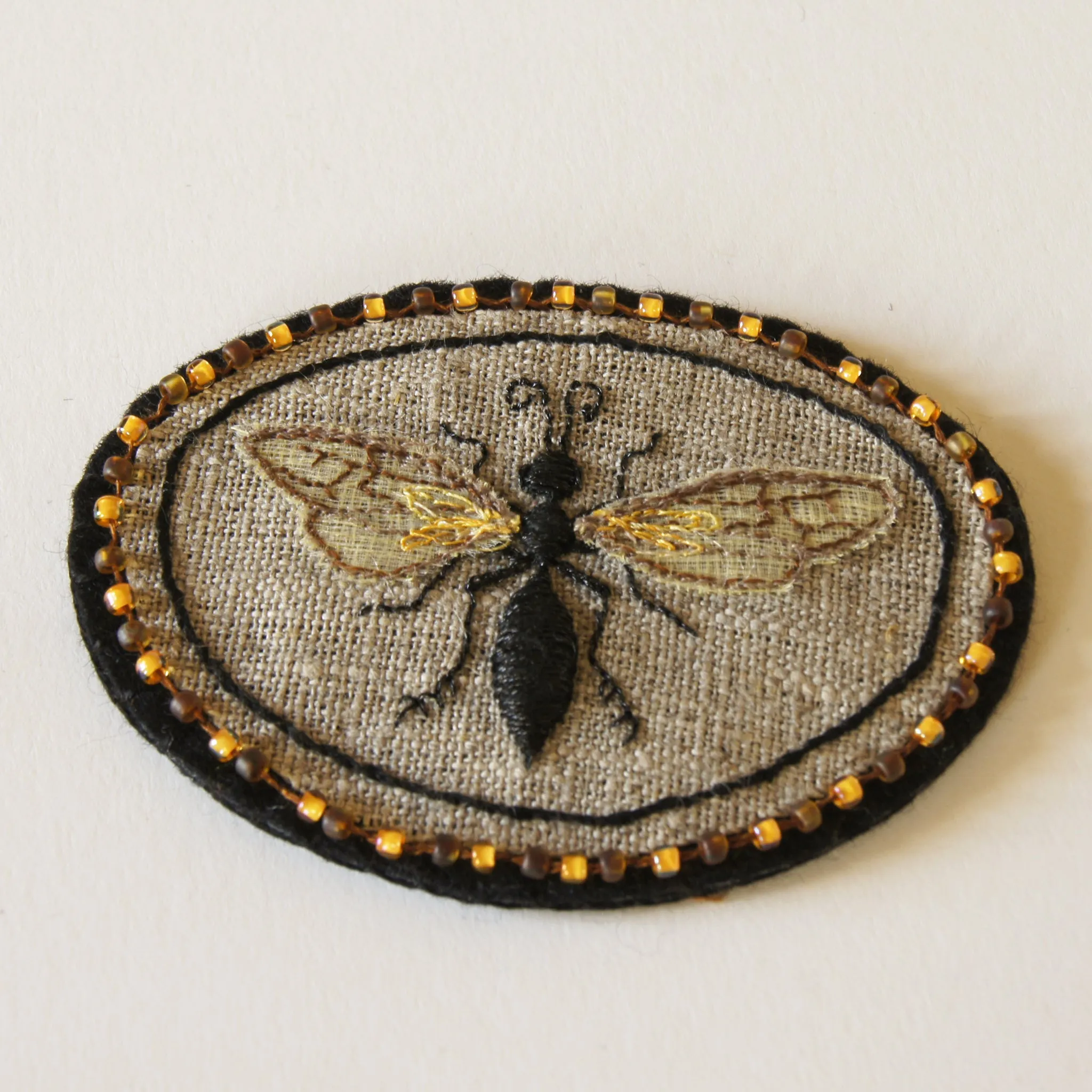 Mournful Wasp Hand Embroidered Sew On Patch