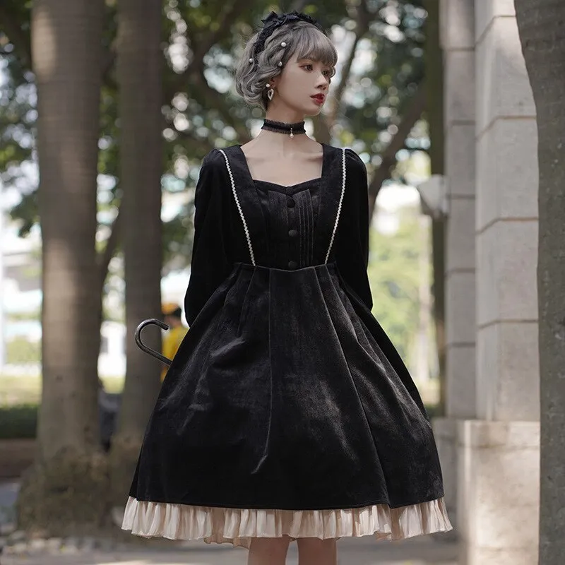 Ms Lilly ~ Princess Classic Velvet Lolita OP Dress Long Sleeve Dress by YLF