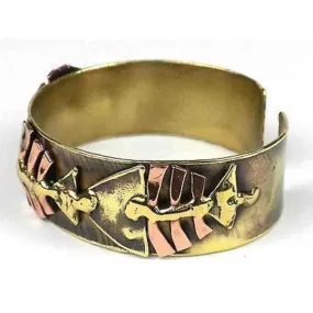 Narrow Fishbone Brass Bangle Brass Images