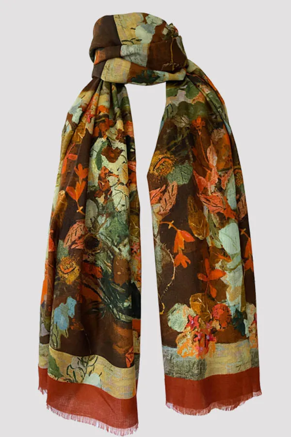 Nasturtium Rust Wool Silk Scarf