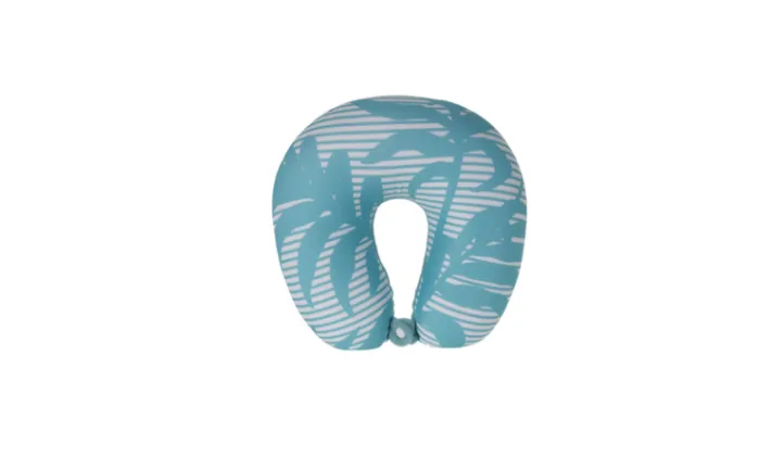 Neck Pillow, One Side Neoprene Material With Leaf Print - Blue