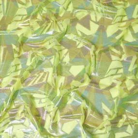 Neon Lime Geometric Silk Chiffon Fabric, 140cm - Electrifying South Korean Design-D17792