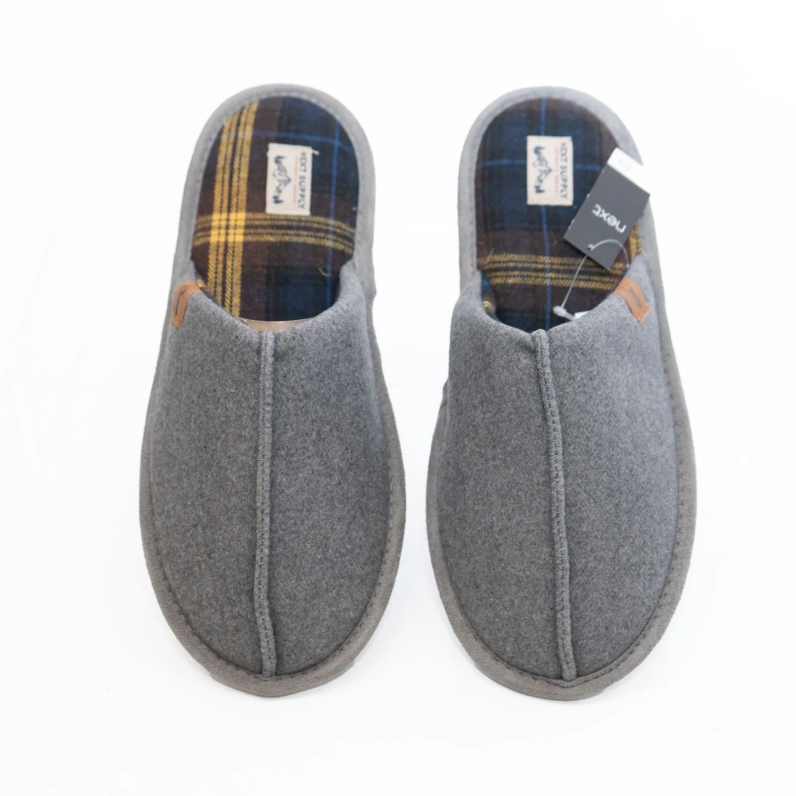 Next Mens Grey Slippers with Memory Foam Cushion