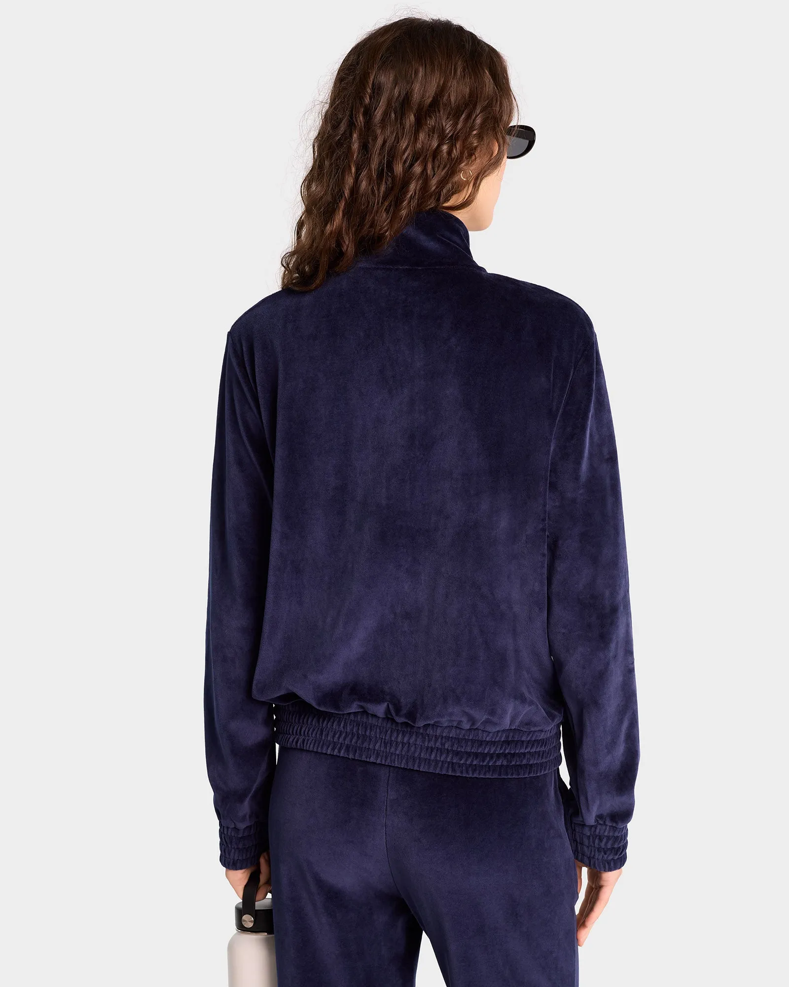 NY Crest Velour Track Jacket - Navy/Cream