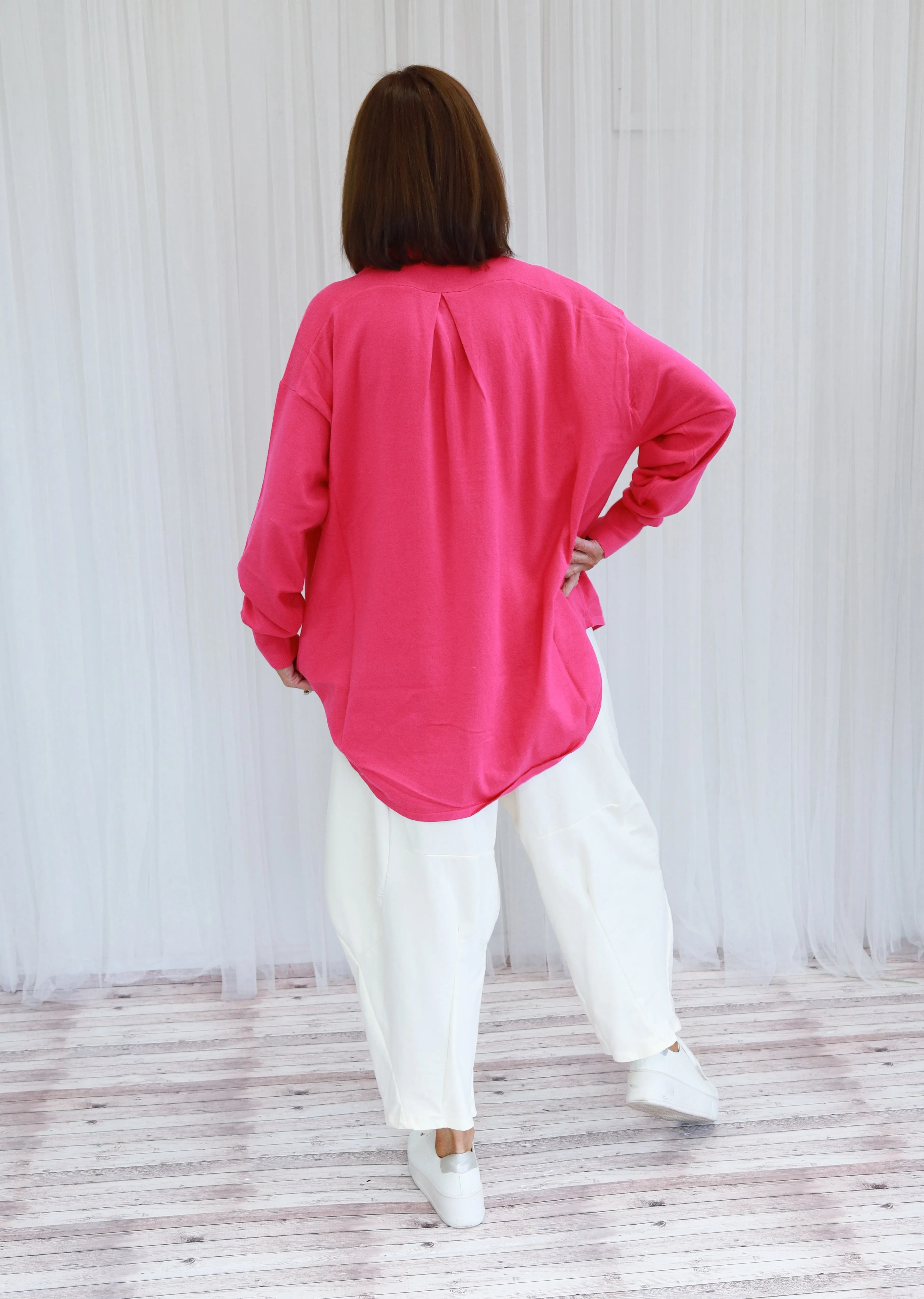 OLIVIA BUTTON - FRONT - KNIT JUMPER - PINK