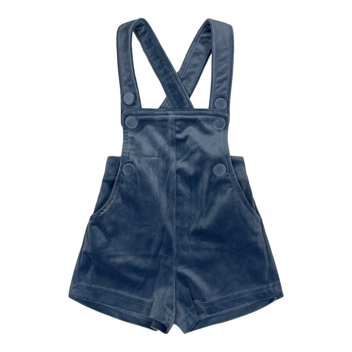 one piece velvet short overall - smokey blue