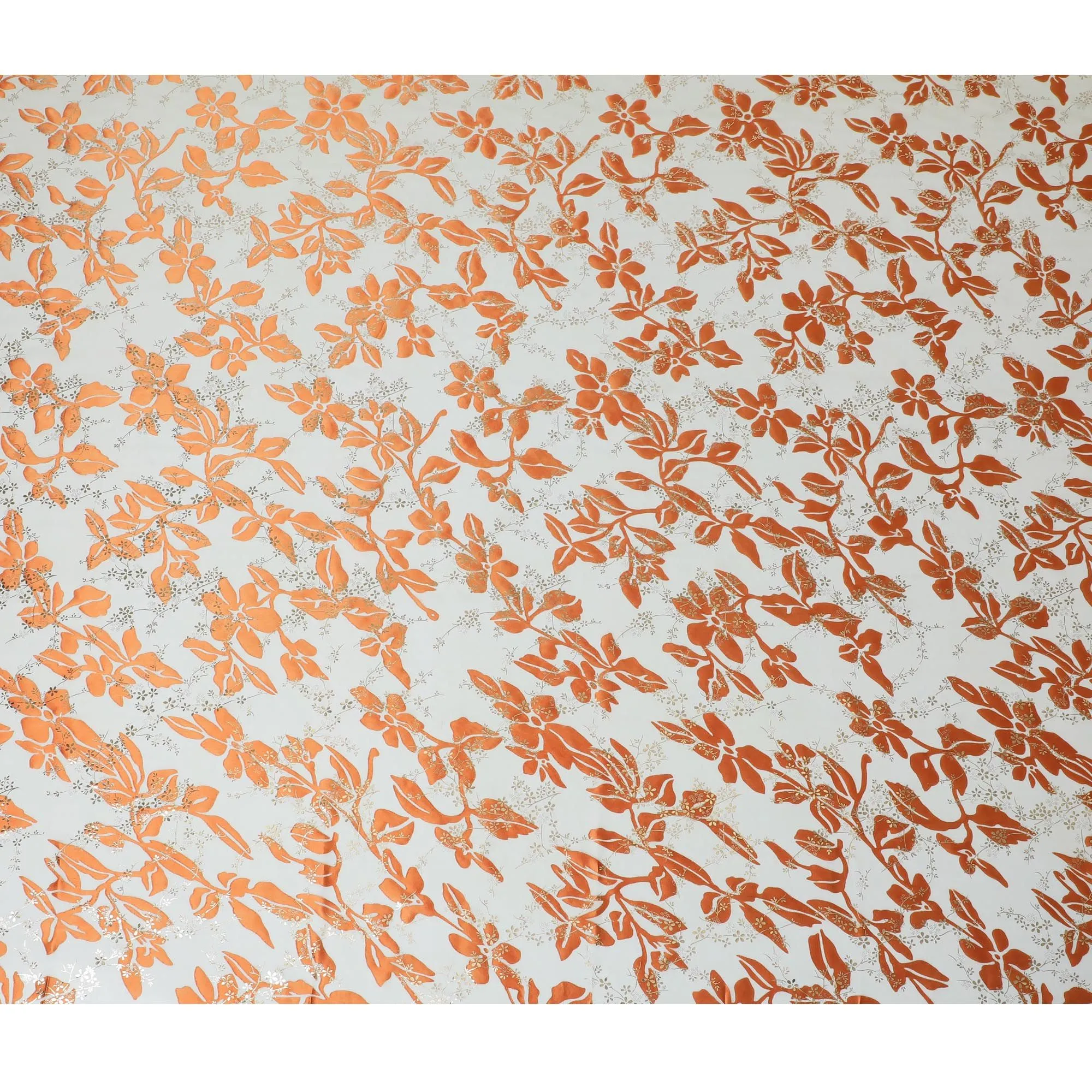 Orange Blossom Silk Chiffon Metallic Fabric - Floral Elegance from South Korea, 110 cm Width  - D17659