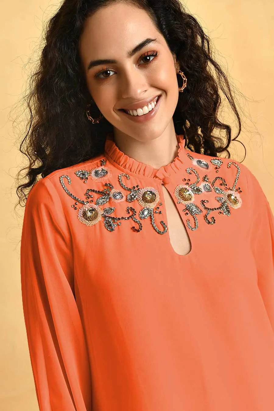 Orange Embroidered Dress